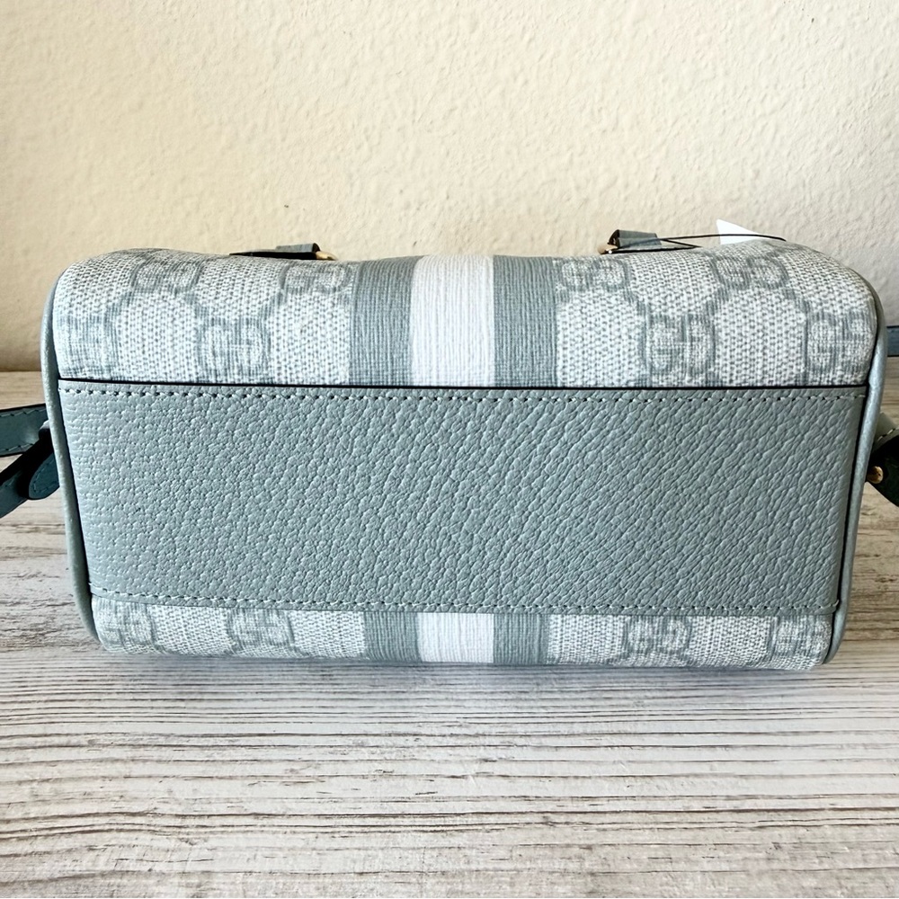 New Gucci GG Supreme mini crossbody bag with Web, blue - Picture 7 of 15